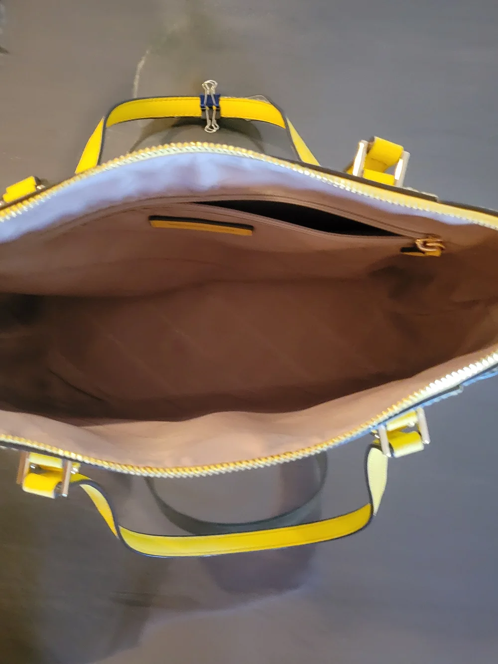 Michael Kors Yellow Saffiano Satchel with Gold Hardware